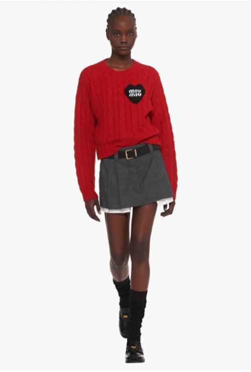 miu st. logo in heart cashmere sweater / 3 types