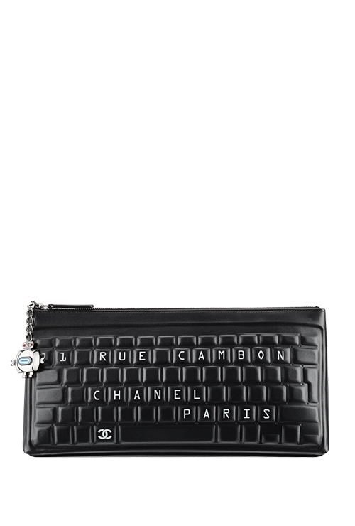 metallic calfskin keyboard pouch black
