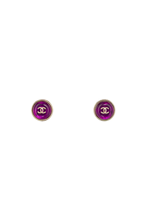 logo in purple stone earrings