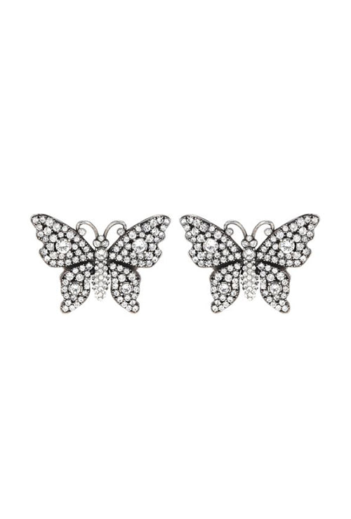 metallic crystal butterfly earrings