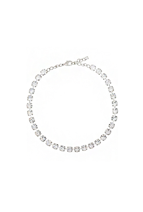 metallic silver crystal necklace
