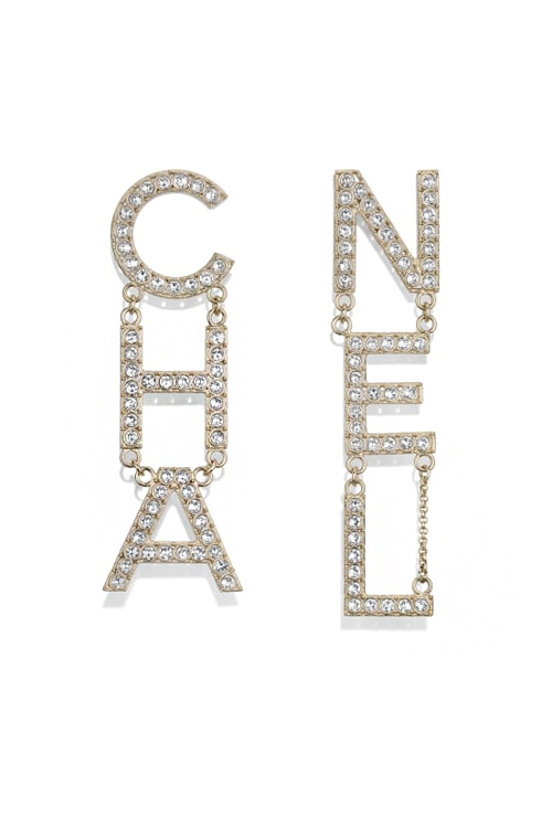collection logo earrings with crystals