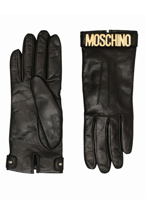 Leather gloves with Lettering logo
