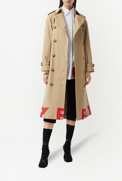 bur st. logo print double breasted trench coat / 판매금액-432,000원