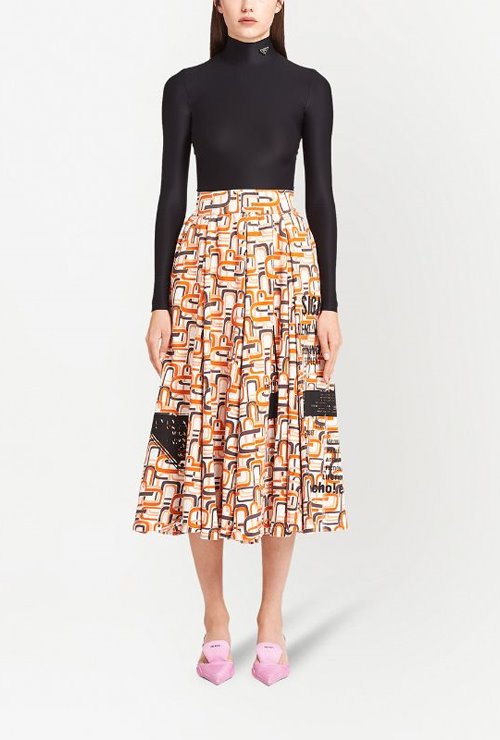 pra st. geometric pattern midi full skirt / 2 types