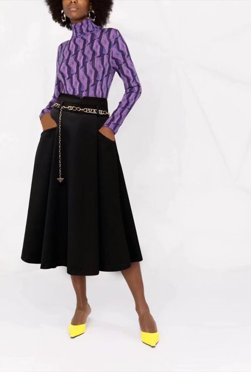 pra st. logo chain belt pleats skirt / 2 types