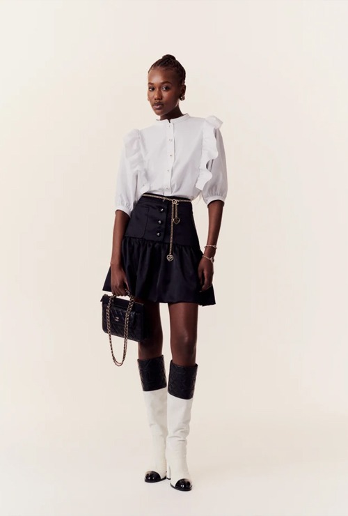 ch st. cotton jacquard blouse &amp; Iridescent Satin skirt