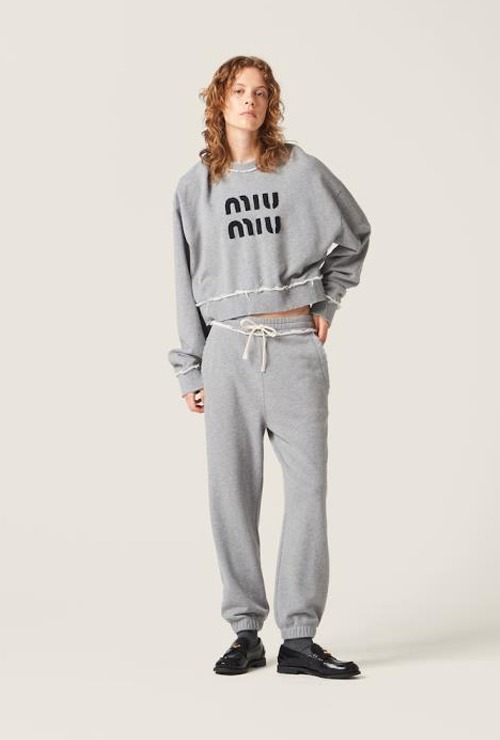 miu st. embroidery cotton fleece sweatshirts
