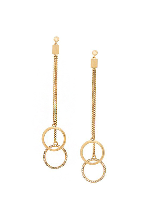 metallic double hoop drop earrings
