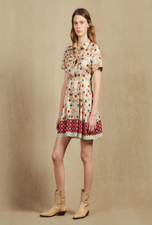 san st. printed shirt dress with open back